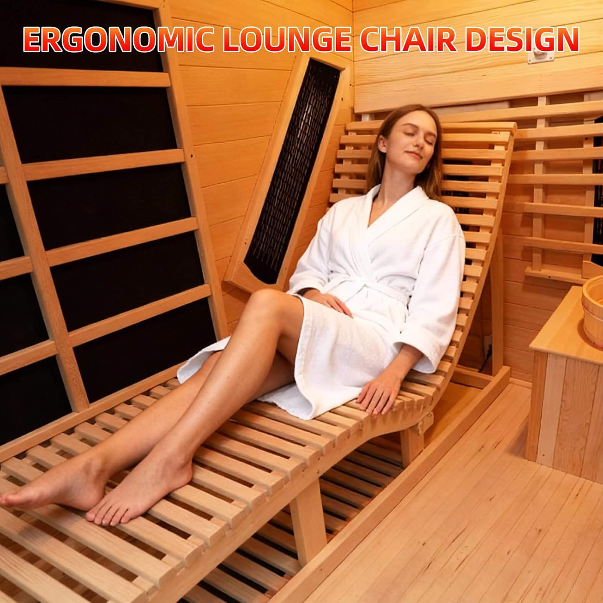 Rövia Oasis 3-Person Indoor Hybrid Sauna Room With Built-In Lounge Chair (SAK35182)