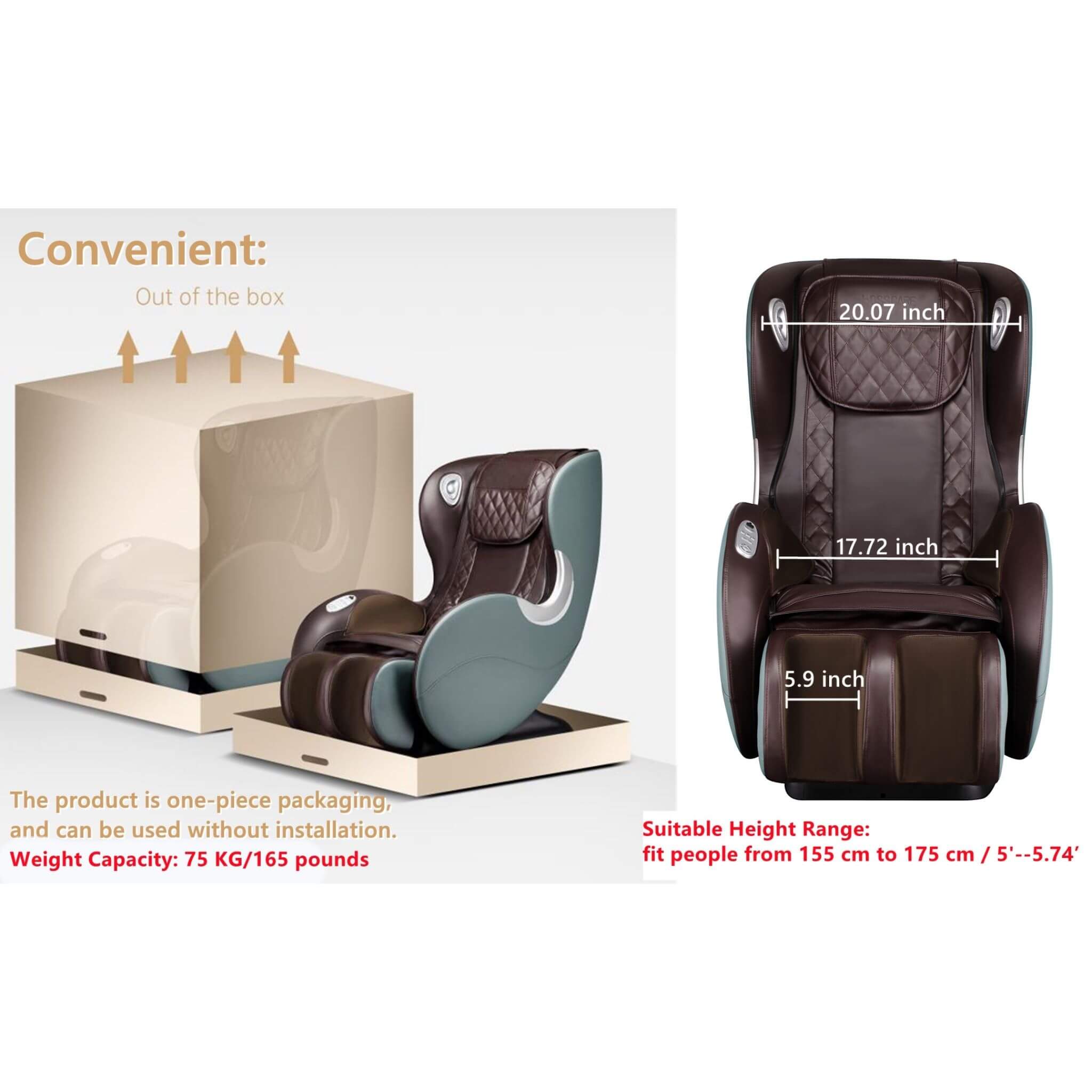Airvana Luxe SL-Track Full Body Zero Gravity Massage Chair Recliner With Shiatsu & Bluetooth Speaker [GR8526] (SAK57394)