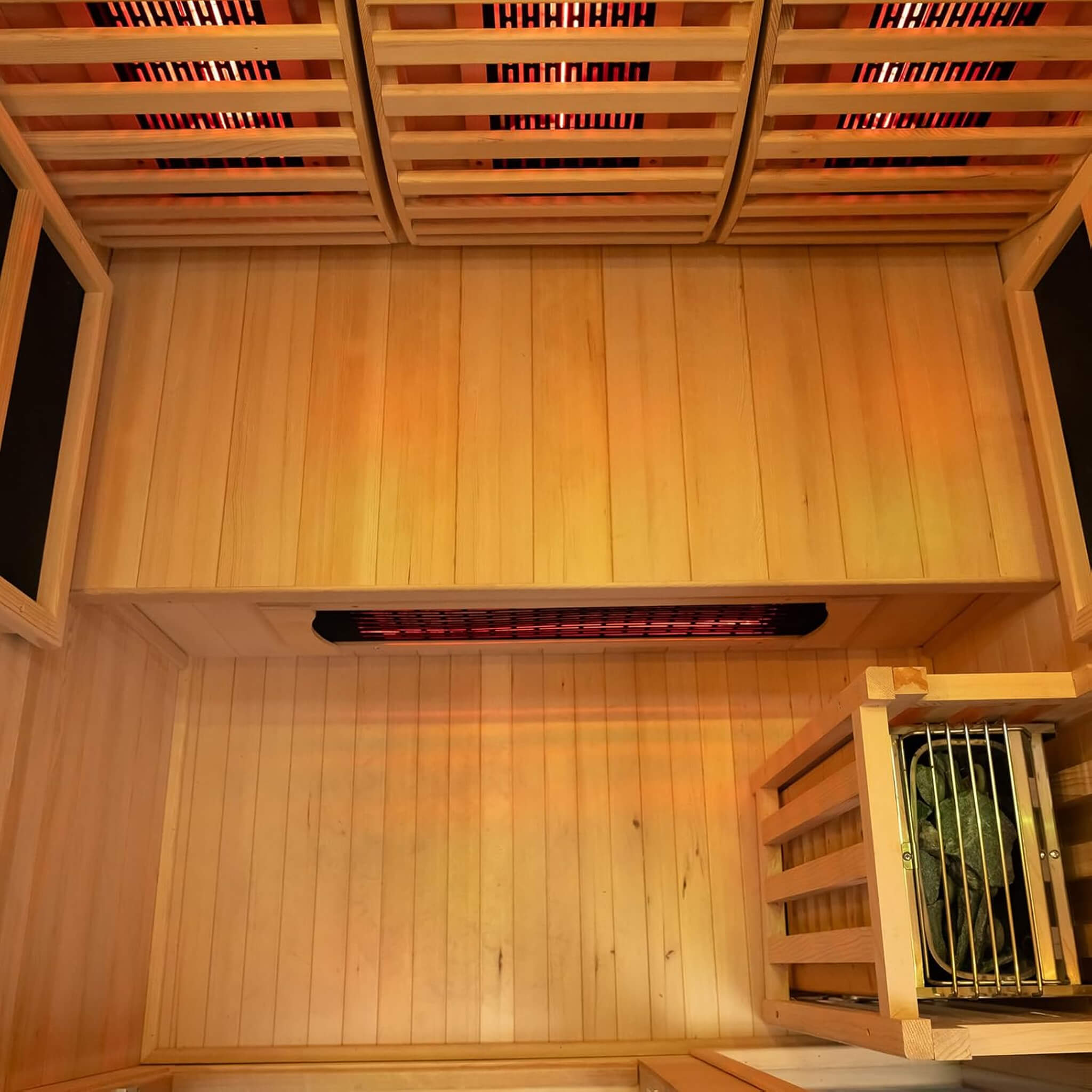 Rövia Luma 2-Person Indoor Hybrid Sauna Room With Infrared And 3.5KW Steam Heaters (SAK83750)